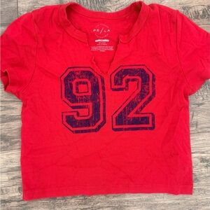 Red  Graphic  Cropped T-Shirt